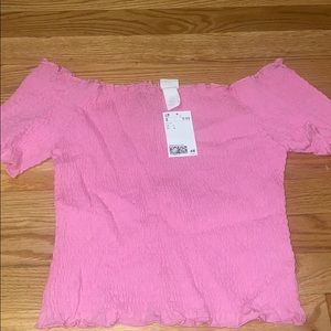 pink off the shoulder top